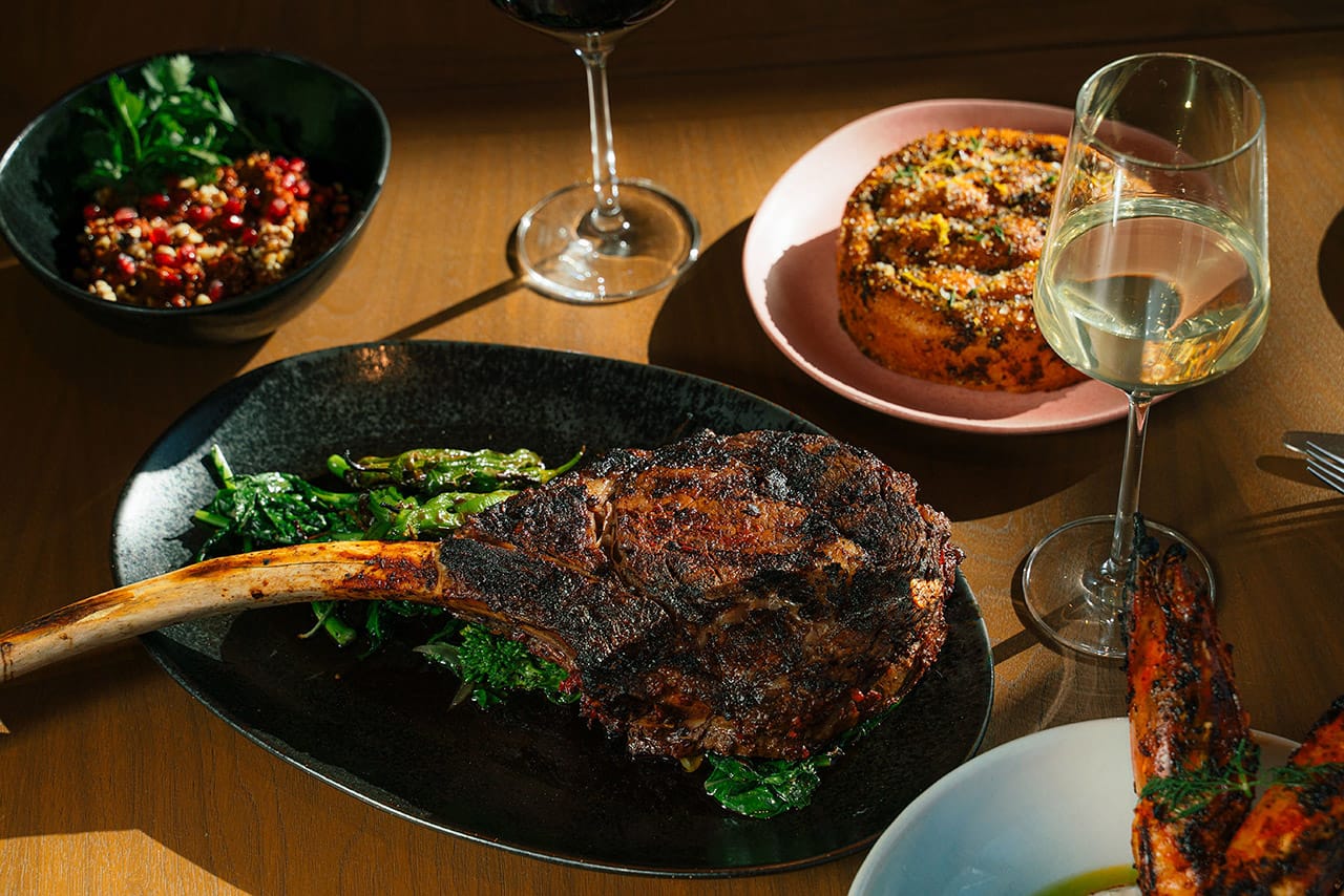 Lola Rose Grand Mezze at the Thompson Palm Springs fuses the vibrant flavors of an Eastern Mediterranean restaurant with a Californian flair.