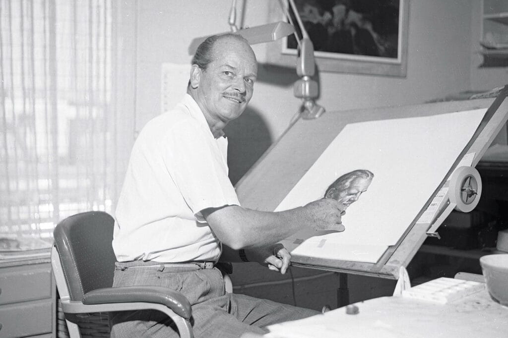 Earl Cordrey at the Palm Springs Life office circa 1960.