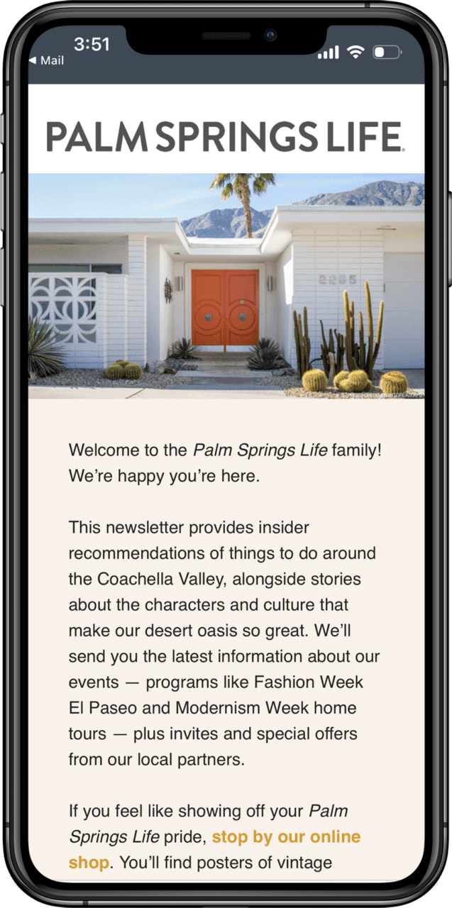 Get Palm Springs news & events when you sign up for the newsletters.